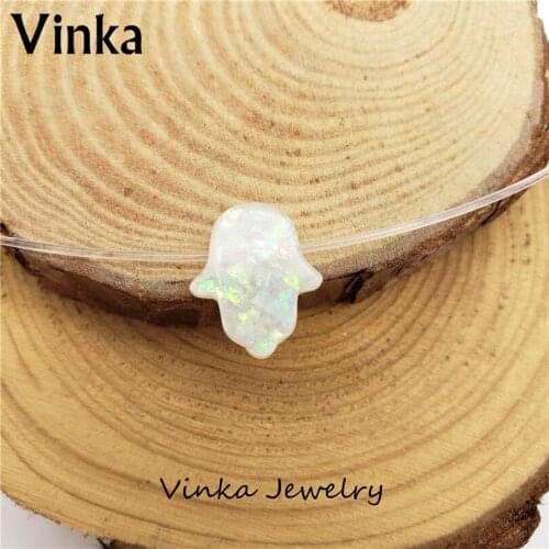 10pcs Synthetic opal hamsa clear chain resin hand necklace fastima hand choker necklace