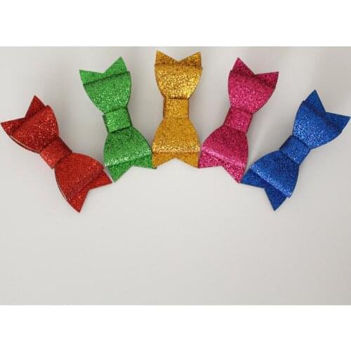 100pcs/lot Glitter Synthetic Leather Hair Clips Christmas Gift PU Bowknot Hairpin Trendy Barrettes Bow Hair Grips Christmas Hair