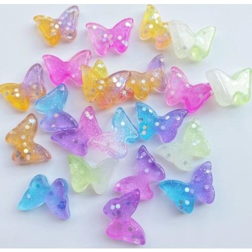 14Pcs Cute Mixed Mini Shining Butterfly Flat Back Resin Cabochons Scrapbooking DIY Jewelry Craft Decoration Accessories H03