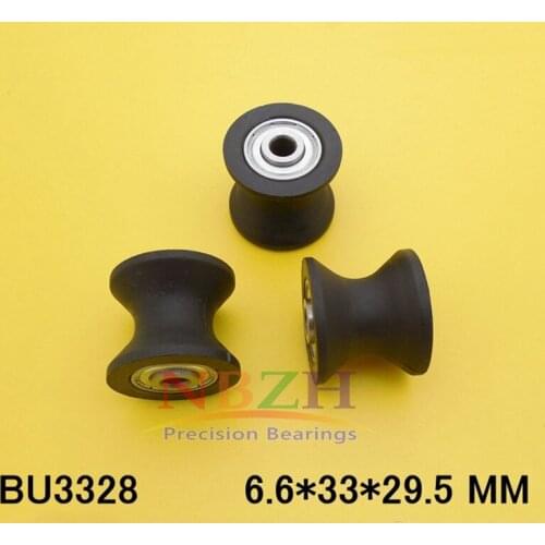 2Pcs 6.6x33x29.5mm BU3328 U Groove Guide Pulley Sealed Rail Ball Bearing Plastic