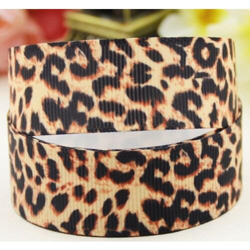 22mm 25mm 38mm 75mm Leopard Print Cartoon pattern printed Grosgrain Ribbon party decoration 10 Yards X-04224