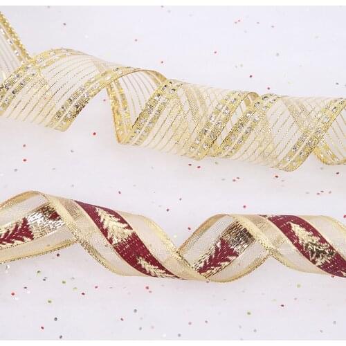 25 yards/roll 3.8cm Organza Ribbon Christmas Tree Decoration Satin Ribbon Exquisite Gift Box Decoration Ribbons For Crafts
