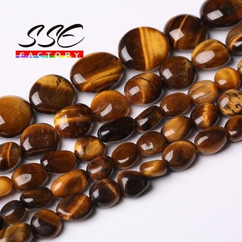 6-8mm Natural Irregular Yellow Tiger Eye Stone Beads Smooth Loose Spacer Bead For Jewelry Making DIY Bracelet Necklace 15"Strand
