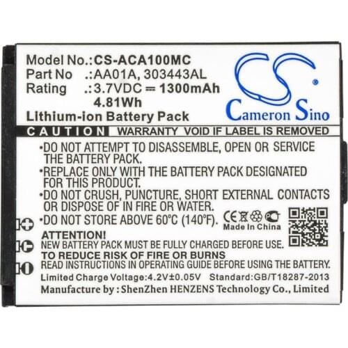 Cameron Sino 1300mAh battery for ACTIVEON DKA10W-B DX LKA10W-B LX 303443AL AA01A Voltage: 3.7V Rate: 4.81Wh Color: Black