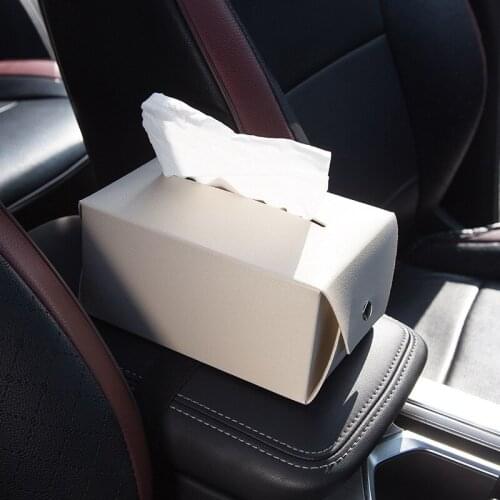 Car Sun Visor Leather Tissue Box Pu Leather Tissue Box Towel Cover Holder Car Interior Storage Decoration Car Supplies
