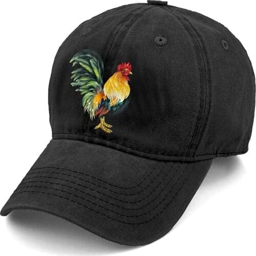 2020 Best Selling KKMKSHHG Unisex Lifelike Rooster Denim Hat Adjustable Washed Dyed Cotton Dad Baseball Caps