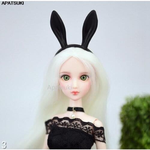 Black Rabbit Ear Headband For Barbie Dolls Accessories Plastic Tiara Headwear Hairwear Hair Accessories For 1/6 Dollhouse DIY