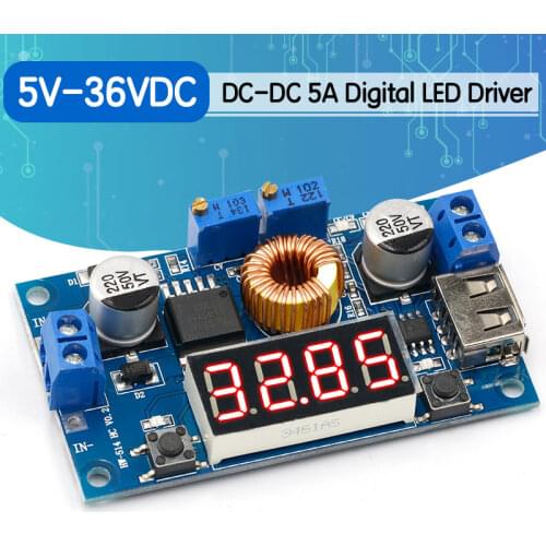 DC-DC 5A Digital LED Drive Lithum Battery Charger Module CC/CV USB Step Down Buck Converter With Voltmeter Ammeter