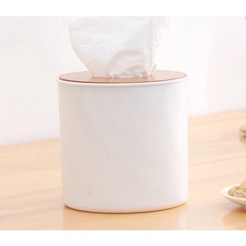 Home Kitchen Round/Square Wooden Tissue Box Case Napkin Holder Home Organizer Office Table Accessories Napkin Tray