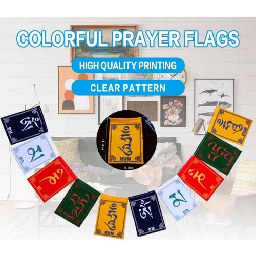 10pcs 90cm Mini Colorful Prayer Flags Buddhist Ceremony Tibetan Characters High Quality Printing Clear Pattern