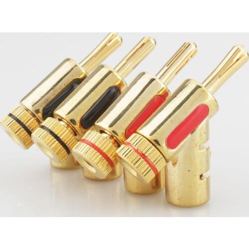 HI-END GOLD PLATED LOCK SPEAKER CABLE PLUG BANANA CONNECTOR x 4