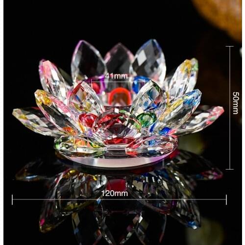 Crystal Lotus Flower Candle Holder Buddha Home Decor Ornaments Candlestick Tea Light Holder Religious Activities candelabra