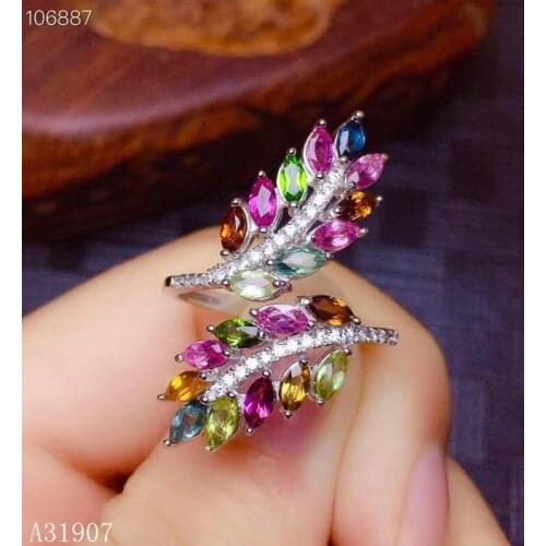 KJJEAXCMY boutique jewelry 925 sterling silver inlaid natural tourmaline female hand ring support detection of new luxury ghjk