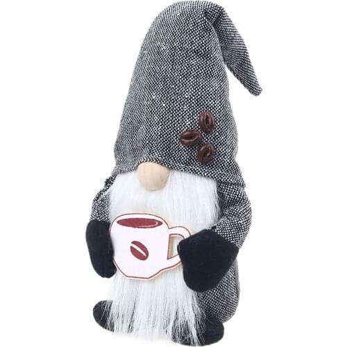 Coffee Gnome Plaid Swedish Tomte Gnome Plush Doll Coffee Bar Decoration Gift Home Decor