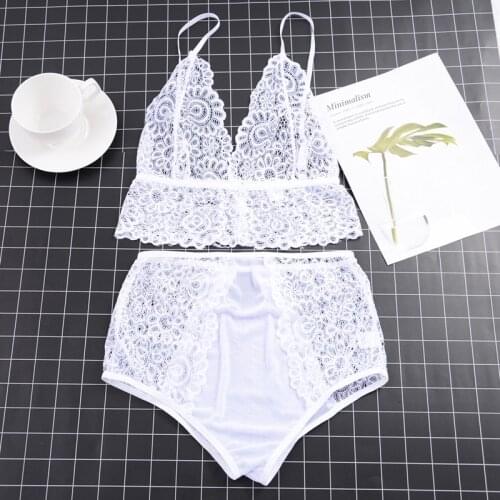Sexy Bra Women Underwear Set Plus Size Hollow Out Transparent Bra Set Lace Embroidery Lingerie Set Brassiere Erotic Pajamas Bras