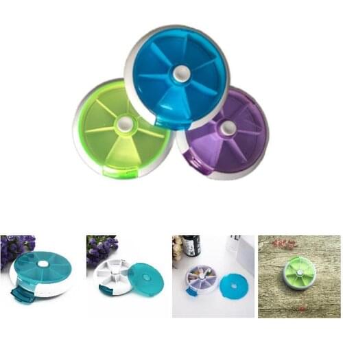 Pill Storage Box Medicine Case 7 Day Organizer Round Shape Portable For Travel RV88