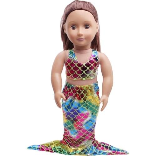 Doll clothes Fancy colorful mermaid tail Bikini swimsuit accessories fit 18 inch Girl doll and 43 cm baby dolls c405