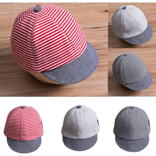 Summer Cute Newborn Baby Girl Boy Hat Infant Sun Cap Cotton Beret Hat Striped A