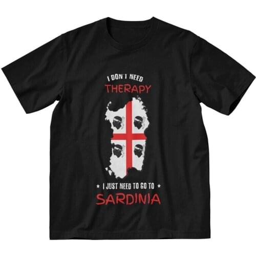 Sardinia Is My Therapy Tshirt Men Stylish Tees Top Cotton T Shirts Short Sleeve Italy Flag Italia Italian Pride T-shirt Gift