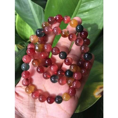 Natural Colorful Rutilated Quartz Hair Crystal Clear Round Beads Bracelet For Women Men Reiki Stone 8mm 9mm 10mm 11mm 12mm AAAAA