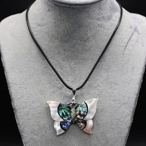 Natural Abalone Shell Pendant Necklace Exquisite Butterfly Pendant Necklace for Women Jewelry Necklace Best Gift Length 55+5cm
