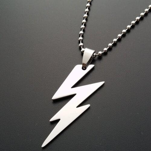 10 Stainless Steel Flash Lightning Symbol Necklace Movie Character Superhero Natural Weather Lightning Sign Necklace Jewelry