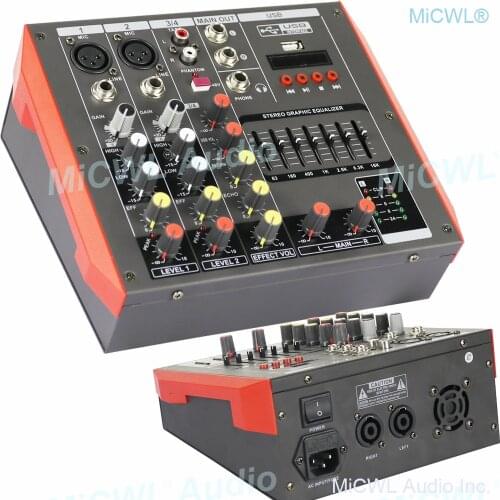 Portable Mini 400W Amplifier Bluetooth Power Mixer Mixing Console 4 Channel Karaoke Music Live Mixer 2 Channel AMP