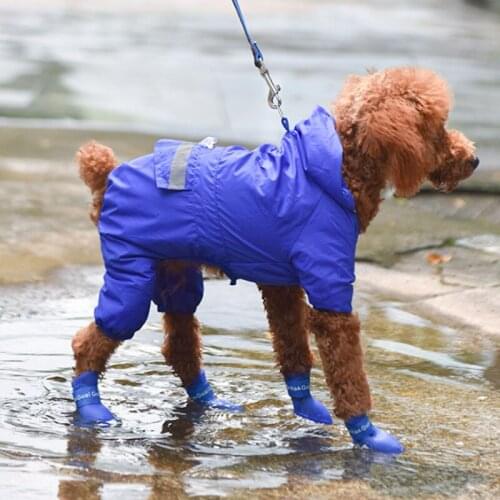 4pcs/set Dog Cat Rain Boots Candy Colors Pet Four Seasons Rain Shoes for Dogs Cats Rubber Anti Slip Waterproof Footwear Booties