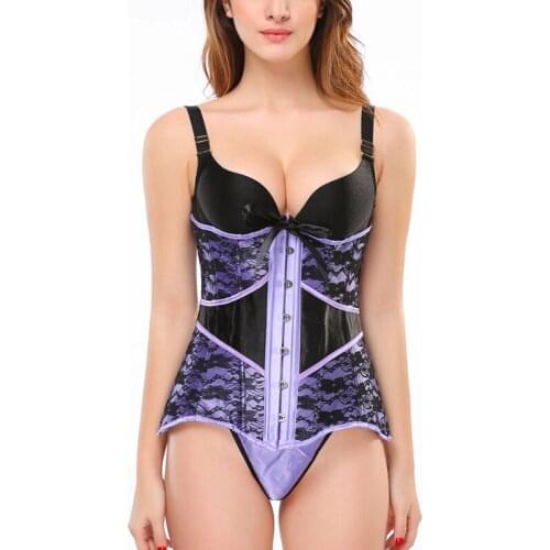 Sexy Lingerie Steampunk Steel Boned Gothic Lace Sexy Body Bustier Overbust Corset Women Purple Waist Cincher Corsets