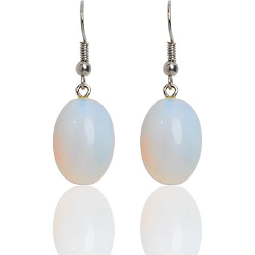 Natural Stone Opal Earrings Light Blue Round Beads Pendants Dangle Earring Fashion Jewelry Crystal Drop Earrings For Women