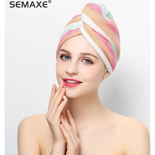 SEMAXE Microfiber Towel Cap Bath Hat Super Absorbent Quick-drying Women Bathroom Towel Hair Dry Cap Rapid Drying Hair Towel