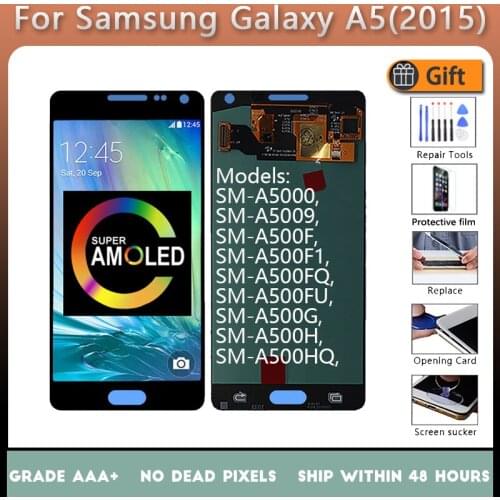 Super AMOLED For Samsung Galaxy A5 2015 Lcd Touch Screen Digitizer A500FU A500F Assembly With Frame Free Shipping