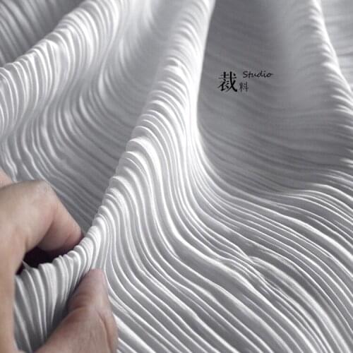 Secondary pleats elastic fold texture designer cloth lace fabric Wedding Dress Tulle Material fabrics for patchwork