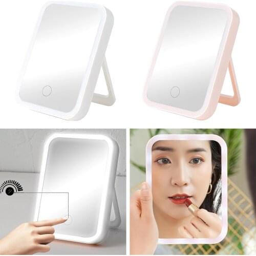 LED Lighted Travel Vanity Makeup Mirror, Portable, Lighted, Rechargeable USB Mirror for Travel Home
