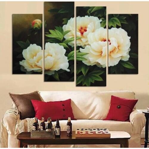 Yellow rose flowers 5D Diy Diamond Painting 4 Piece Full Square Round Drill Diamond Embroidery Mosaic Needlework Decor AA2332