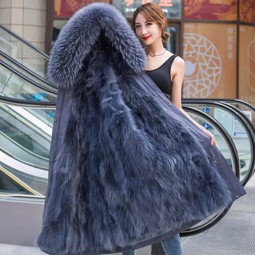 2021 X-Long Parka Waterproof Winter Jacket Women Big Natural Raccoon Fur Collar Hood Thick Warm Real Fox Fur Liner Real Fur Coat