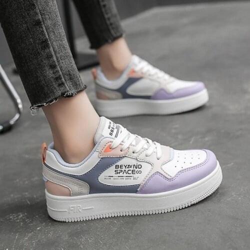 Fashion Spring Korean Platform Sneakers Women Shoes White Leather Sneakers womens Lace Up Flat Casual Vulcanize Shoes Woman 2021