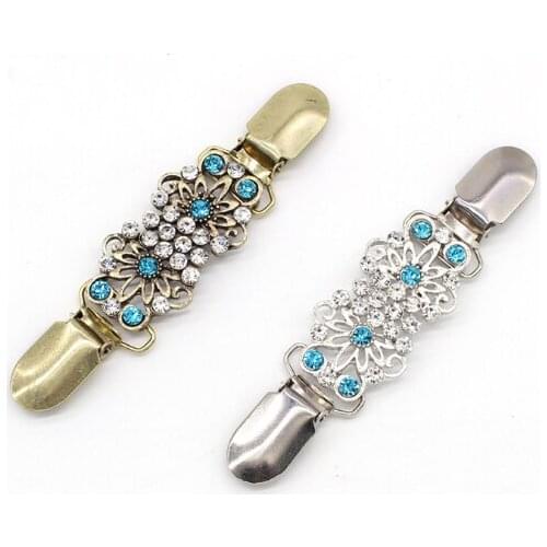 1pcs Silver hollow temperament ladies sweater cardigan clip buckle metal buckle rhinestone nail clothing decoration