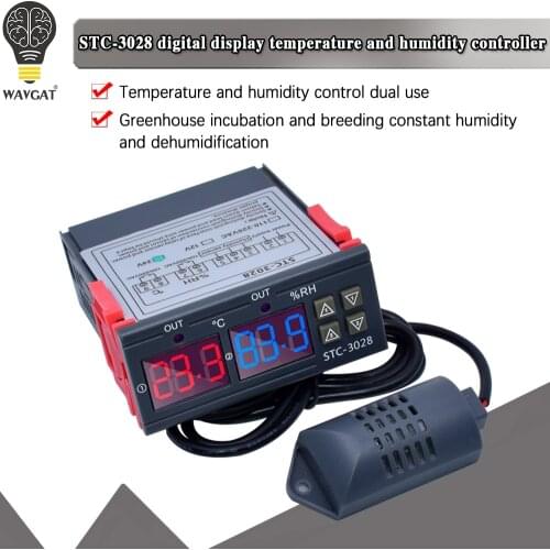 12V 24V 220V 10A STC-3028 Digital Temperature Humidity Meter Thermostat Dual Display Thermometer Hygrometer Adjustable 0~100%RH