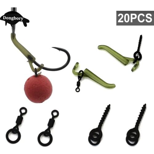 20PCS Carp Fishing Accessories Carp Boilies Bait Screw Hook Line Aligner Micro Ring Swivel Fishing Tackle for Hair Chod Rig Make