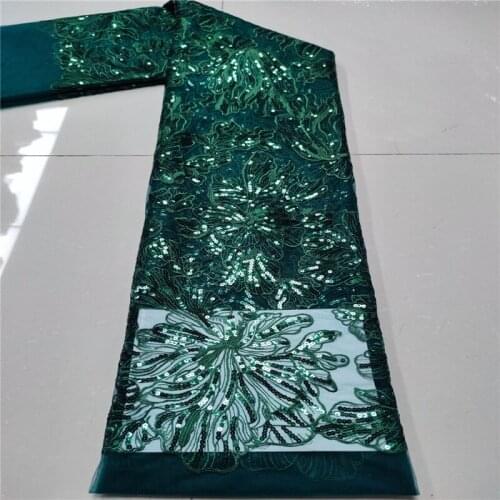 2021 green Latest African Net Lace Fabric High Quality Sequins Nigerian Lace Fabrics French Tulle Lace Material