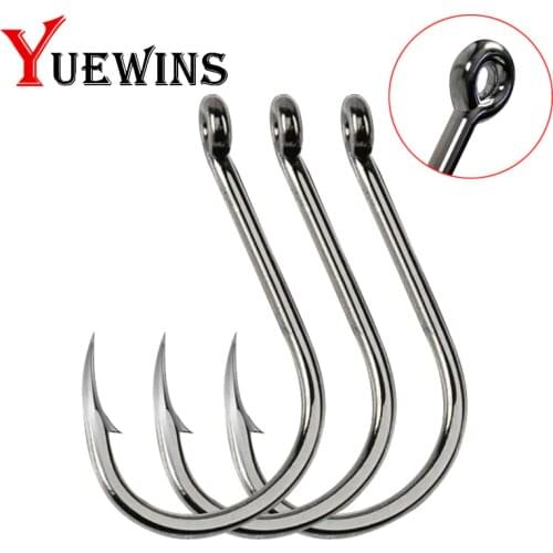 30pcs/lot 2#-12# High Carbon Steel Fishing Hook Ring eye Fishhook Worm Pond Fishing Bait Holder Jig Hole Accessories QA1105