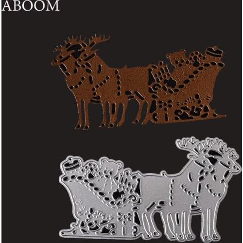 ABOOM New Christmas Spotted Deer Metal Cutting Dies Stencil DIY Scrapbooking Album Card Embossing Decorative Metal Craft Machine