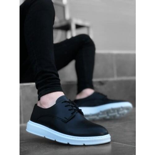 BA0003 Laced Classic Black White High Sole Casual Men Shoes