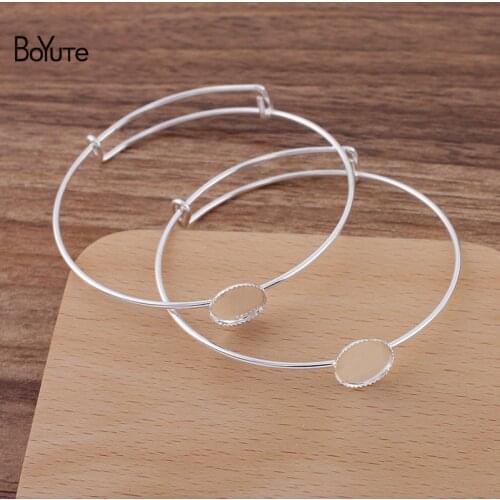BoYuTe (10 Pieces/Lot) Fit 12MM Cabochon Bracelet Base Factory Supply Handmade Diy Adjustable Silver Blank Bracelet Settings