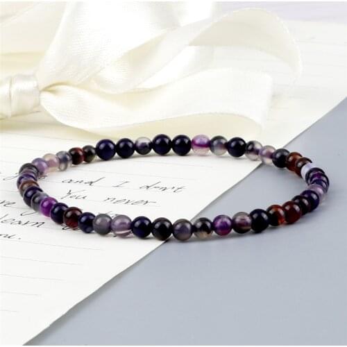 4mm Striped Agates Beads Elastic Rope Bracelets Natural Stone Jewelry For Women/Men Yoga Healing Charm Stretched Bracelet&Bangle