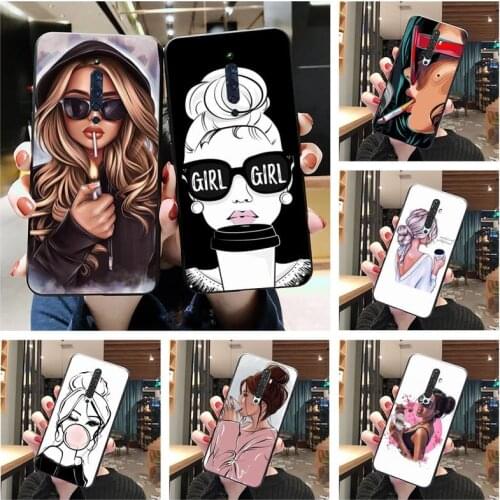 Fashion coffee smoking girl Phone Case For Oppo A5 A9 2020 Reno2 z Renoace 3pro A73S A71 F11