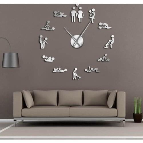 Bachelorette Kama Sutra DIY Adult Room Decorative Giant Wall Clock Sex Love Position Frameless Large Wall Clock Art