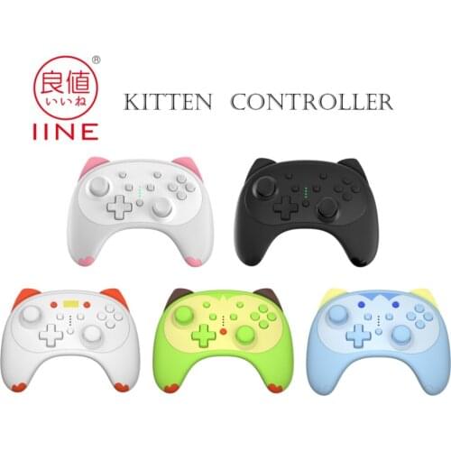 For Nintendo Switch and Lite IINE Nintendo Switch Cartoon Kitten Wireless Controller in white Small Size Auto- fire