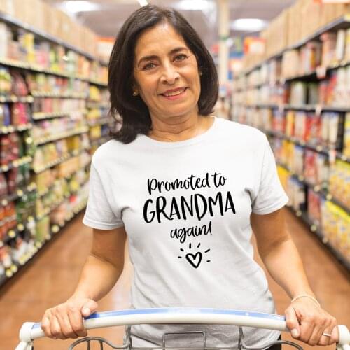 Promoted To Grandma Again Graphic T Shirts Best Grandmather Nana Short Sleeve T-shirt Tees Streetwear Women Top Harajuku Clothes